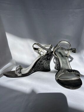 Unlisted Silver Patterned Wedge Sandals